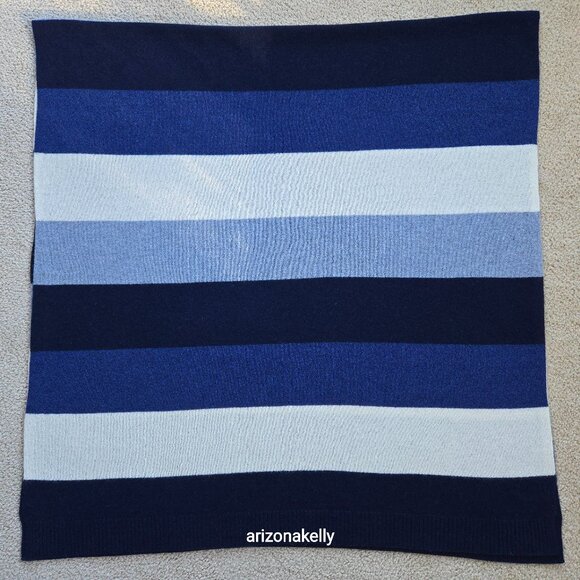 NWOT The Cashmere Project Knit Cashmere Wrap Scarf Blue & White Stripe - Picture 3 of 12
